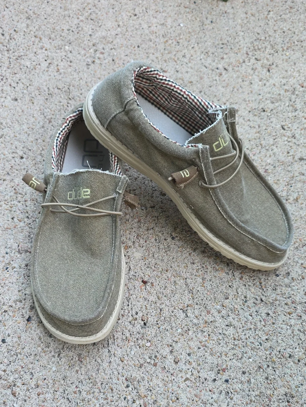 Hey Dude Wally Nut Color Canvas Slip-On Shoes Size 10